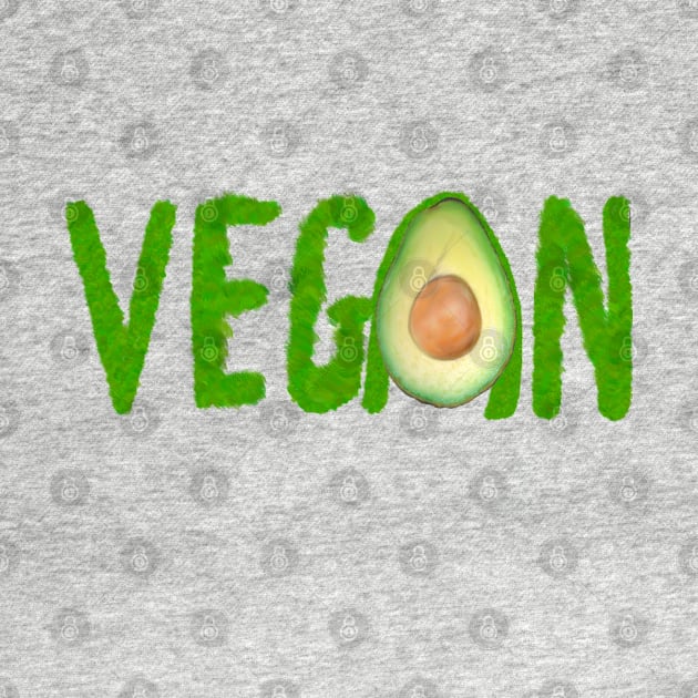 Vegan written with grass and an avocado by Artonmytee